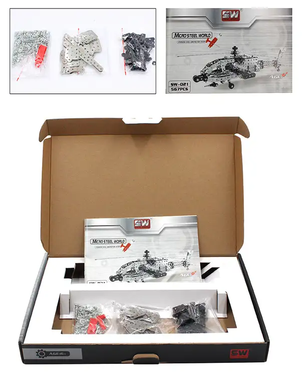 Verpakking inhoud apache helicopter