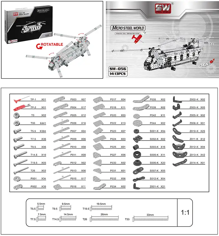 Schematisch overzicht van onderdelen chinook helicopter