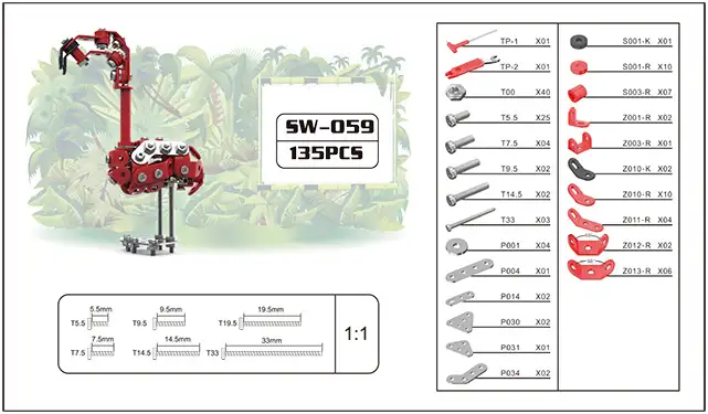 Schematisch overzicht van onderdelen flamingo