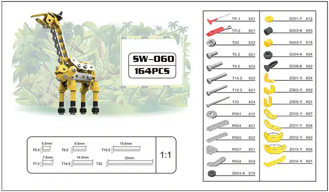 Schematisch overzicht van onderdelen giraffe