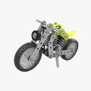 Isometrisch aanzicht harley motorfiets met gele accenten