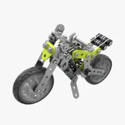 Isometrisch aanzicht motorfiets met gele accenten