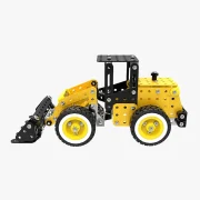 Zijaanzicht gele wiellader