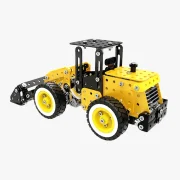 Achteraanzicht gele wiellader