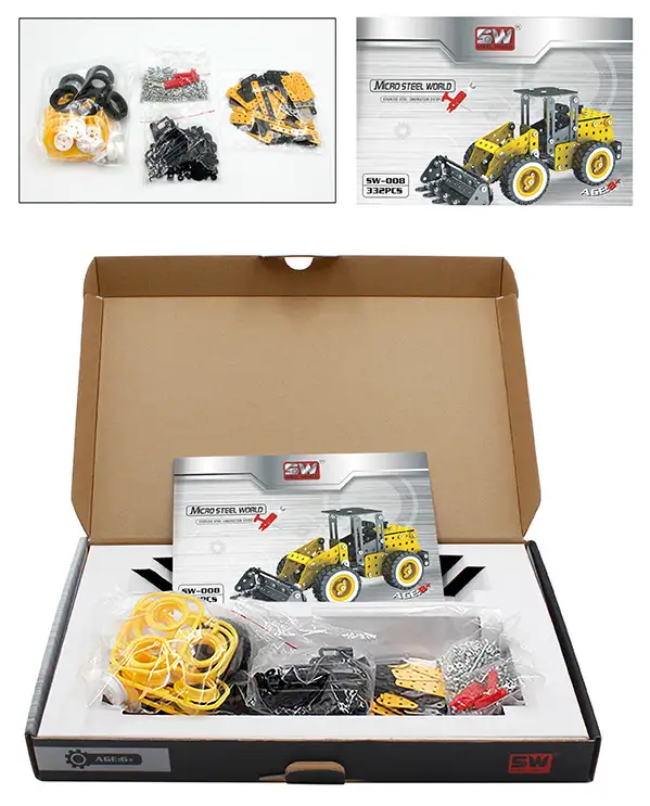 Verpakking inhoud gele wiellader