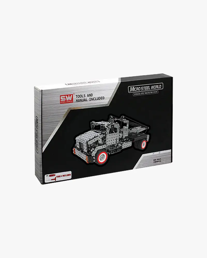 Verpakking sleepwagen met rode velgen