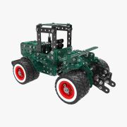 Isometrisch aanzicht groene tractor met rode velgen