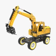 Vooraanzicht gele graafmachine