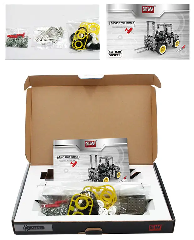 Verpakking heftruck met gele velgen