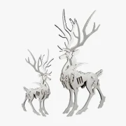 Hertenpaar klein en groot op grijs achtergrond