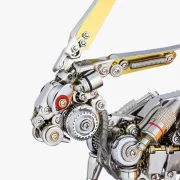 Detailaanzicht van gezicht mechanisch konijn