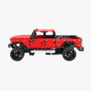 Zijaanzicht rode pickup truck