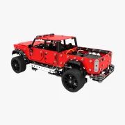 Achteraanzicht rode pickup truck