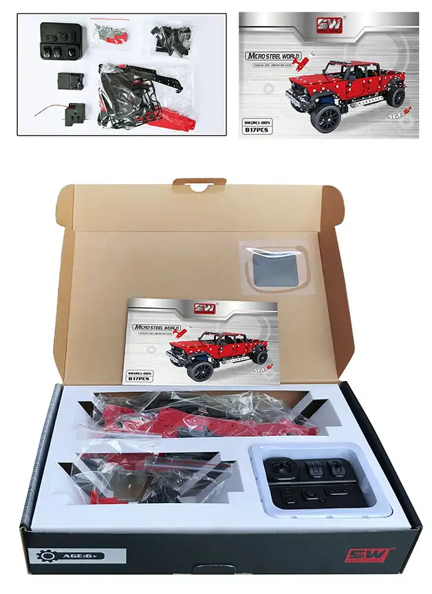 Verpakking inhoud rode pickup truck