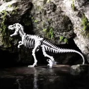 Tyrannosaurus Rex nabij rotsen