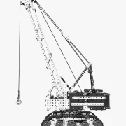 Zijaanzicht zware hijskraanwagen