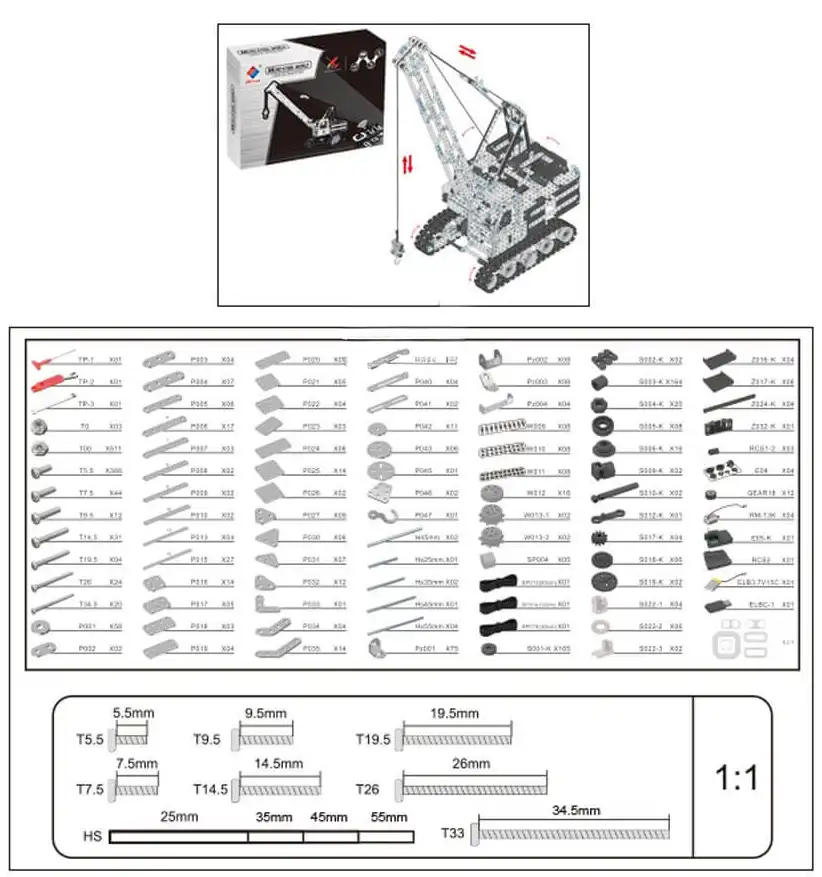 Schematisch overzicht van onderdelen zware hijskraanwagen