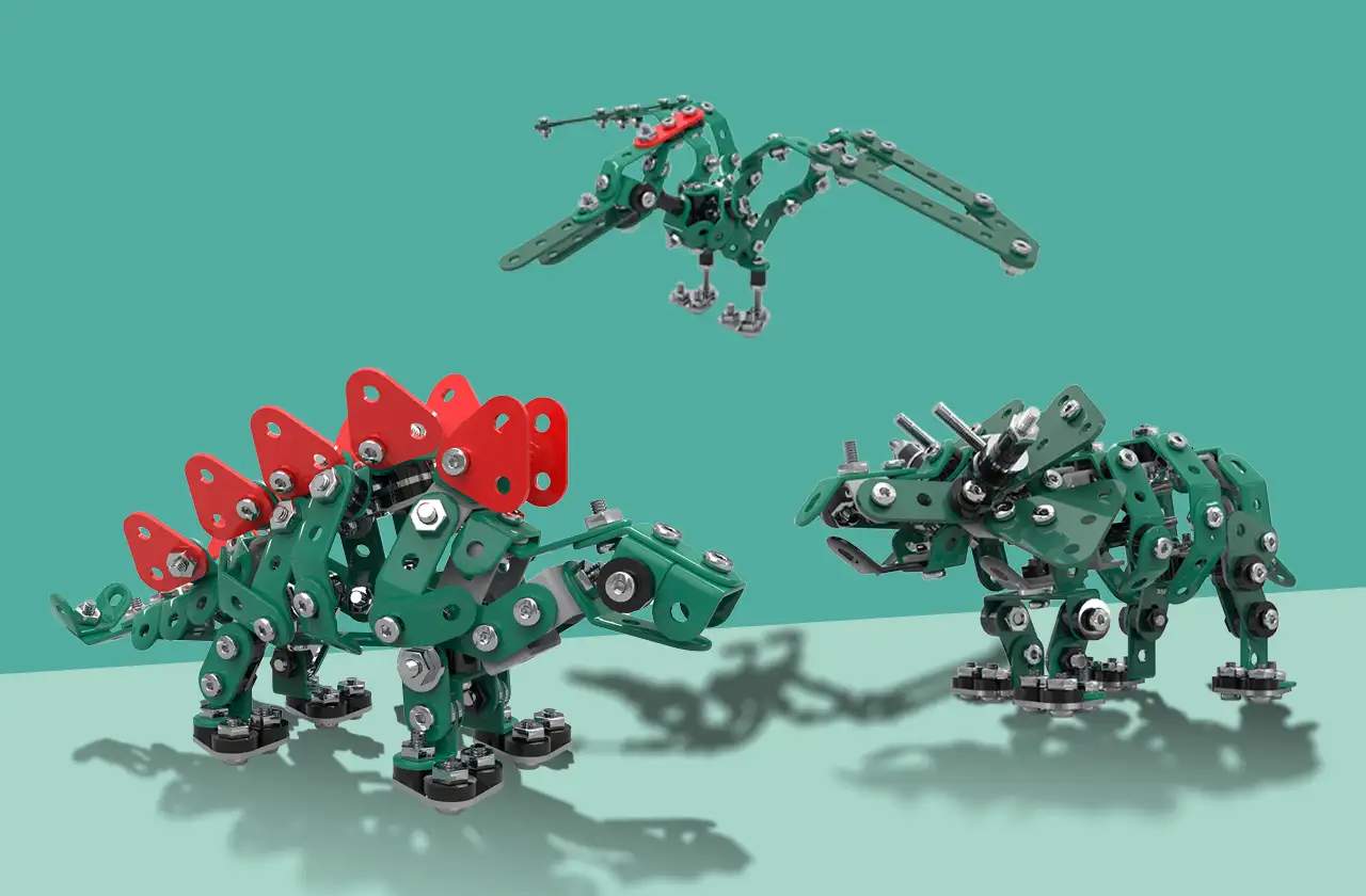 Styracosaurus, stegosaurus en pterosaurus
