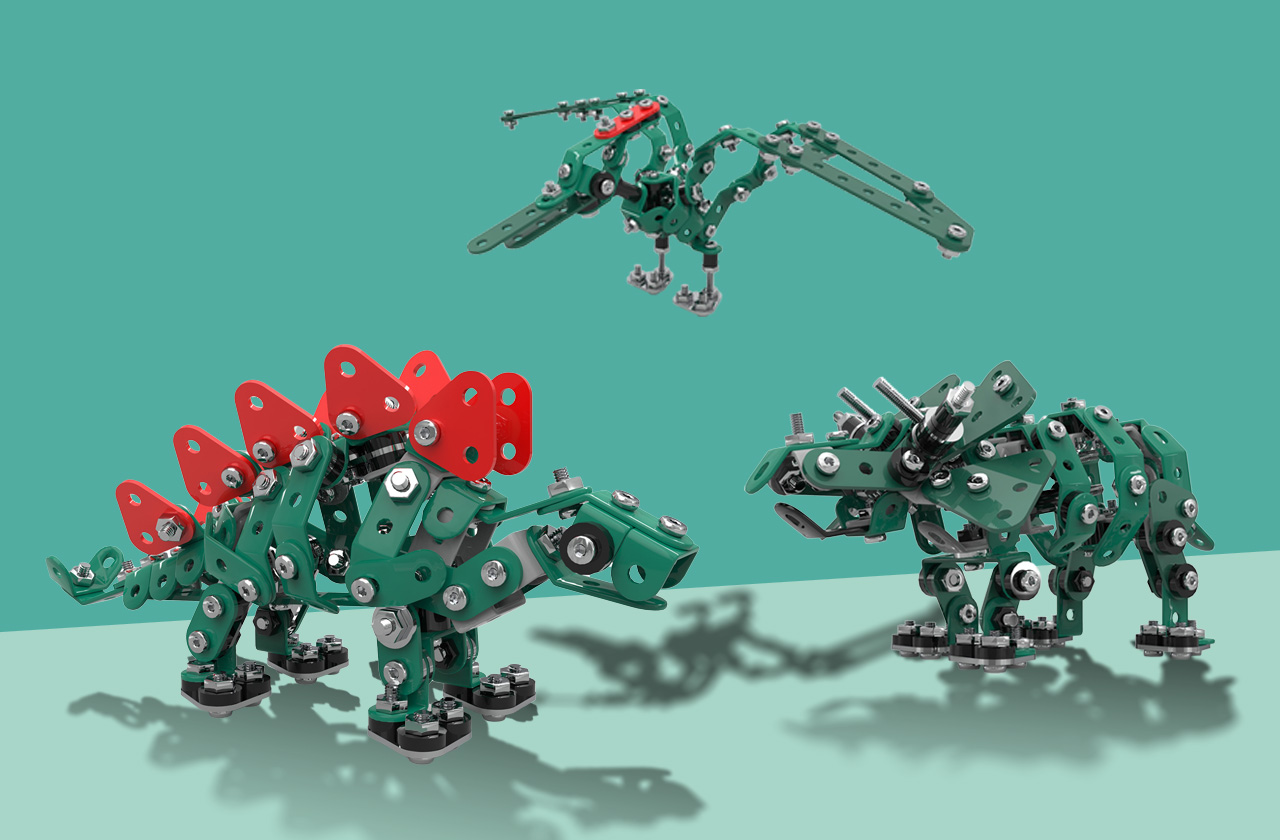 Styracosaurus, stegosaurus en pterosaurus