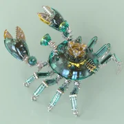 Achteraanzicht mechanische krab (rood)