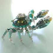 Zijaanzicht mechanische krab (rood)