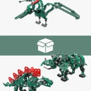 De 3 dinosauriërs stegosaurus, styracosaurus en pterosaurus opgesteld als bundelpakket