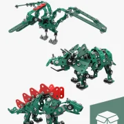 De 3 dinosauriërs stegosaurus, styracosaurus en pterosaurus opgesteld als bundelpakket