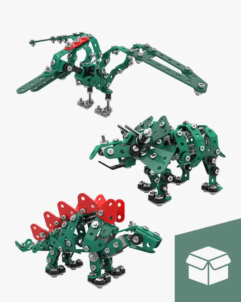 3 groene dinosauriërs afgebeeld als bundelpakket