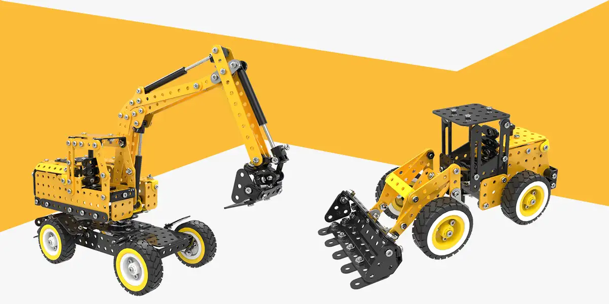 De zwart/gele shovel en graafmachine in een opstelling