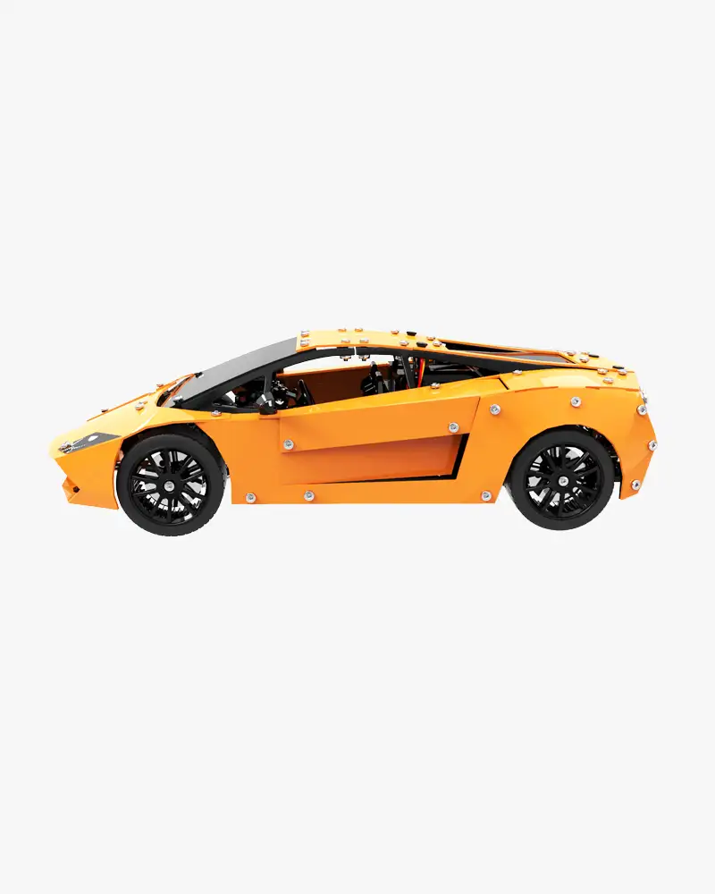 Zijaanzicht oranje Lamborghini