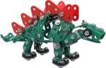 Stegosaurus Vooraanzicht van de groene Stegosaurus met rode wervels